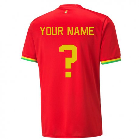 Kandiny Herren Ghanaische Ihren Namen #0 Rot Auswärtstrikot Trikot 22-24 T-shirt