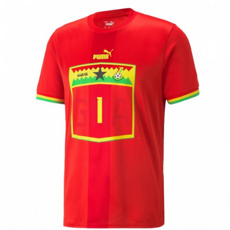 Kandiny Herren Ghanaische Richard Ofori #1 Rot Auswärtstrikot Trikot 22-24 T-shirt