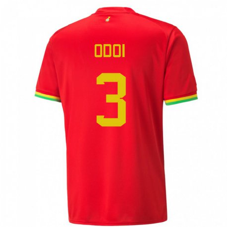 Kandiny Herren Ghanaische Denis Odoi #3 Rot Auswärtstrikot Trikot 22-24 T-shirt