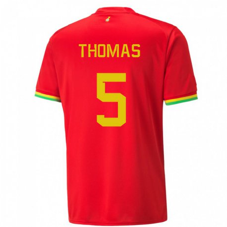 Kandiny Herren Ghanaische Thomas Partey #5 Rot Auswärtstrikot Trikot 22-24 T-shirt
