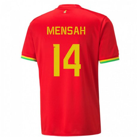 Kandiny Herren Ghanaische Gideon Mensah #14 Rot Auswärtstrikot Trikot 22-24 T-shirt