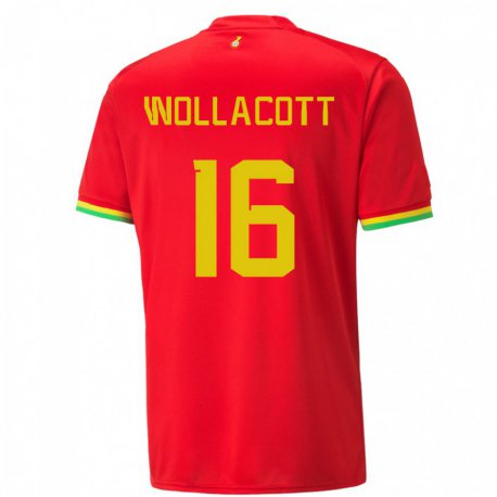 Kandiny Herren Ghanaische Joe Wollacott #16 Rot Auswärtstrikot Trikot 22-24 T-shirt