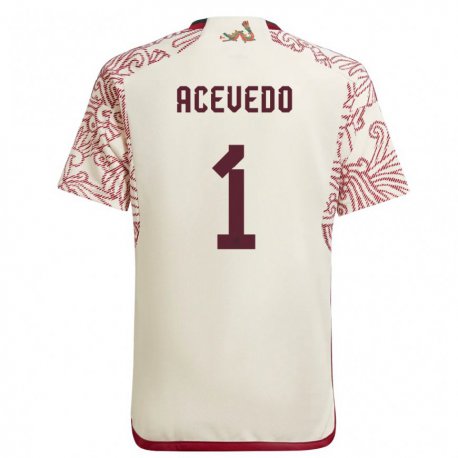 Kandiny Herren Mexikanische Carlos Acevedo #1 Wunder Weiß Rot Auswärtstrikot Trikot 22-24 T-shirt