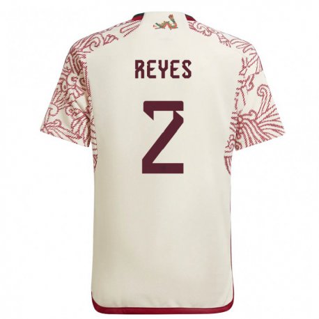 Kandiny Herren Mexikanische Luis Reyes #2 Wunder Weiß Rot Auswärtstrikot Trikot 22-24 T-shirt