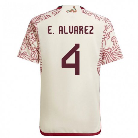 Kandiny Herren Mexikanische Edson Alvarez #4 Wunder Weiß Rot Auswärtstrikot Trikot 22-24 T-shirt