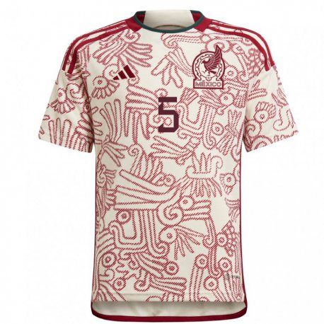 Kandiny Herren Mexikanische Luis Malagon #5 Wunder Weiß Rot Auswärtstrikot Trikot 22-24 T-shirt