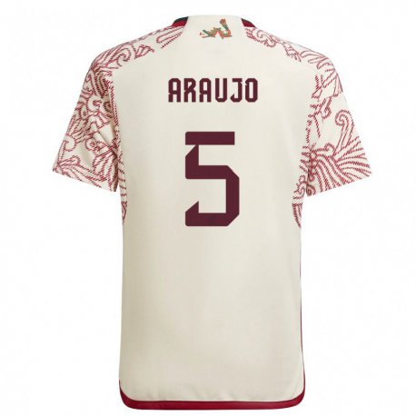 Kandiny Herren Mexikanische Julian Araujo #5 Wunder Weiß Rot Auswärtstrikot Trikot 22-24 T-shirt