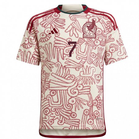 Kandiny Herren Mexikanische Luis Romo #7 Wunder Weiß Rot Auswärtstrikot Trikot 22-24 T-shirt