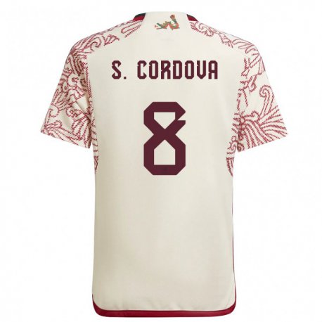 Kandiny Herren Mexikanische Sebastian Cordova #8 Wunder Weiß Rot Auswärtstrikot Trikot 22-24 T-shirt