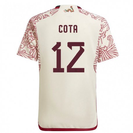 Kandiny Herren Mexikanische Rodolfo Cota #12 Wunder Weiß Rot Auswärtstrikot Trikot 22-24 T-shirt