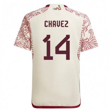 Kandiny Herren Mexikanische Luis Chavez #14 Wunder Weiß Rot Auswärtstrikot Trikot 22-24 T-shirt