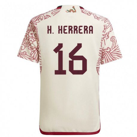 Kandiny Herren Mexikanische Hector Herrera #16 Wunder Weiß Rot Auswärtstrikot Trikot 22-24 T-shirt