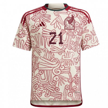 Kandiny Herren Mexikanische Roberto Alvarado #21 Wunder Weiß Rot Auswärtstrikot Trikot 22-24 T-shirt