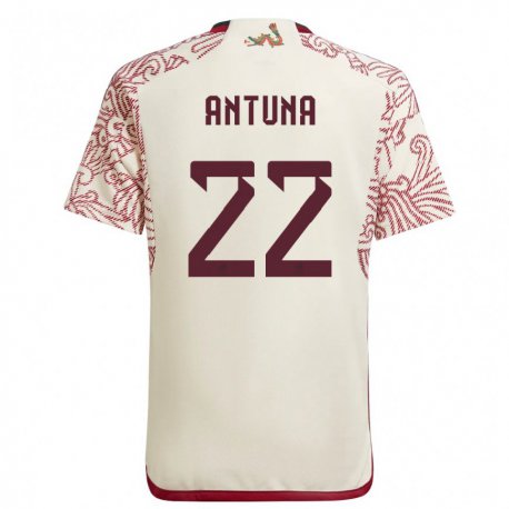 Kandiny Herren Mexikanische Uriel Antuna #22 Wunder Weiß Rot Auswärtstrikot Trikot 22-24 T-shirt