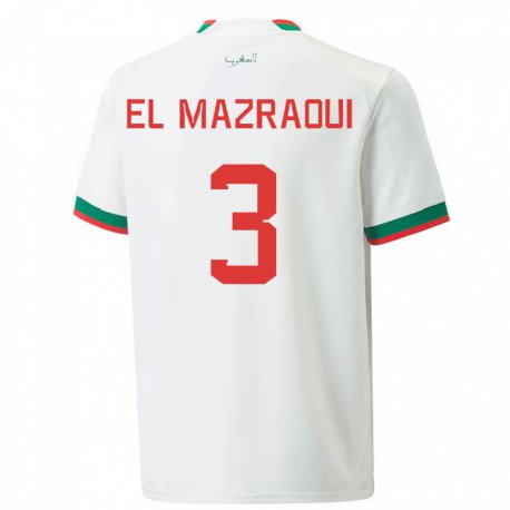 Kandiny Herren Marokkanische Noussair El Mazraoui #3 Weiß Auswärtstrikot Trikot 22-24 T-shirt