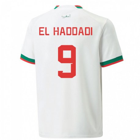 Kandiny Herren Marokkanische Munir El Haddadi #9 Weiß Auswärtstrikot Trikot 22-24 T-shirt