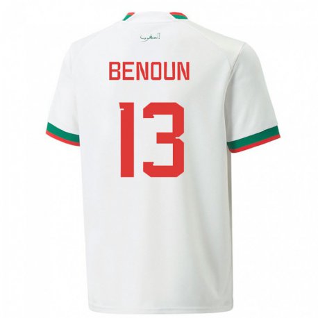 Kandiny Herren Marokkanische Badr Benoun #13 Weiß Auswärtstrikot Trikot 22-24 T-shirt