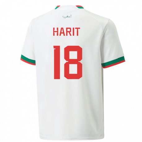 Kandiny Herren Marokkanische Amine Harit #18 Weiß Auswärtstrikot Trikot 22-24 T-shirt