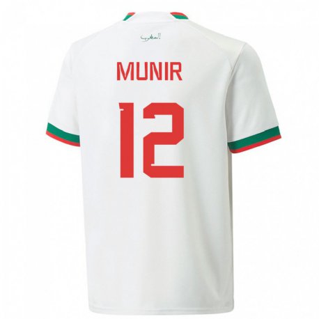 Kandiny Herren Marokkanische Munir #12 Weiß Auswärtstrikot Trikot 22-24 T-shirt