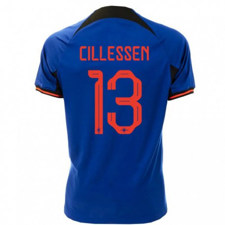 Kandiny Herren Niederländische Jasper Cillessen #13 Königsblau Auswärtstrikot Trikot 22-24 T-shirt