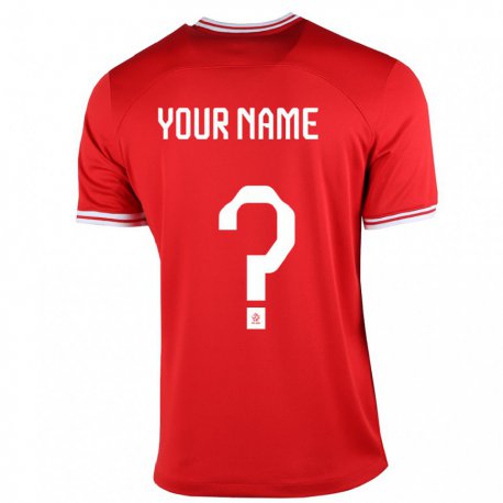 Kandiny Herren Polnische Ihren Namen #0 Rot Auswärtstrikot Trikot 22-24 T-shirt