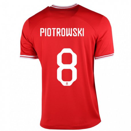 Kandiny Herren Polnische Jakub Piotrowski #8 Rot Auswärtstrikot Trikot 22-24 T-shirt