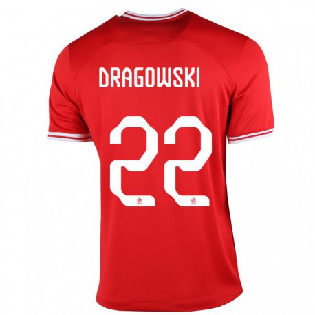 Kandiny Herren Polnische Bartlomiej Dragowski #22 Rot Auswärtstrikot Trikot 22-24 T-shirt