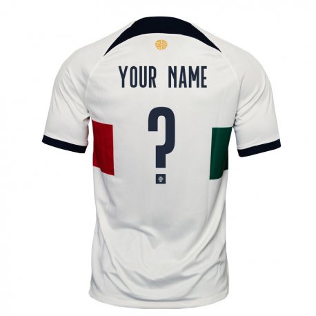 Kandiny Herren Portugiesische Ihren Namen #0 Weiß Auswärtstrikot Trikot 22-24 T-shirt