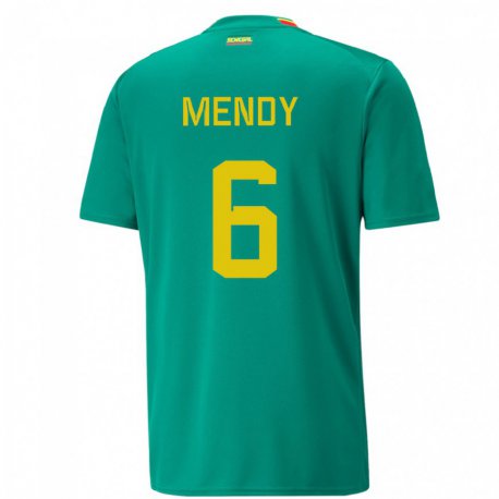 Kandiny Herren Senegalesische Nampalys Mendy #6 Grün Auswärtstrikot Trikot 22-24 T-shirt