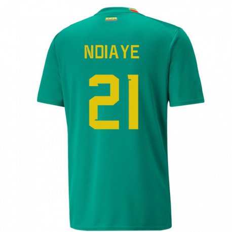 Kandiny Herren Senegalesische Iliman Ndiaye #21 Grün Auswärtstrikot Trikot 22-24 T-shirt