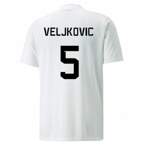 Kandiny Herren Serbische Milos Veljkovic #5 Weiß Auswärtstrikot Trikot 22-24 T-shirt
