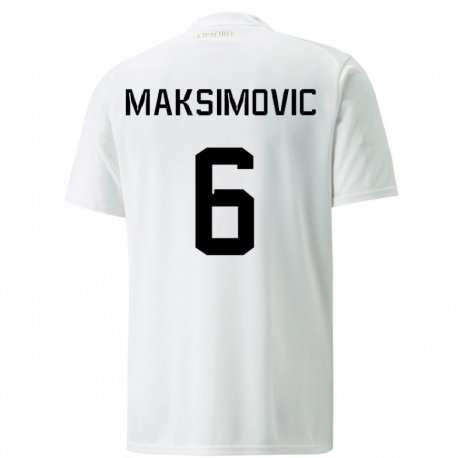 Kandiny Herren Serbische Nemanja Maksimovic #6 Weiß Auswärtstrikot Trikot 22-24 T-shirt