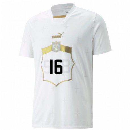 Kandiny Herren Serbische Sasa Lukic #16 Weiß Auswärtstrikot Trikot 22-24 T-shirt