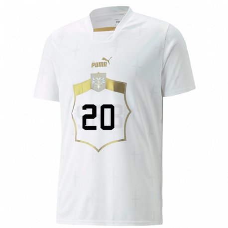 Kandiny Herren Serbische Sergej Milinkovic-savic #20 Weiß Auswärtstrikot Trikot 22-24 T-shirt