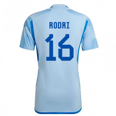 Kandiny Herren Spanische Rodri #16 Himmelblau Auswärtstrikot Trikot 22-24 T-shirt