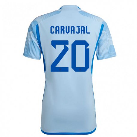 Kandiny Herren Spanische Daniel Carvajal #20 Himmelblau Auswärtstrikot Trikot 22-24 T-shirt