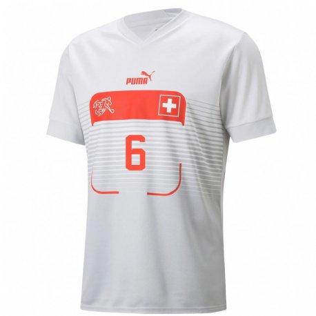Kandiny Herren Schweizer Fabian Frei #6 Weiß Auswärtstrikot Trikot 22-24 T-shirt