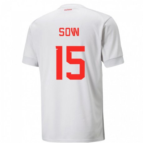 Kandiny Herren Schweizer Djibril Sow #15 Weiß Auswärtstrikot Trikot 22-24 T-shirt