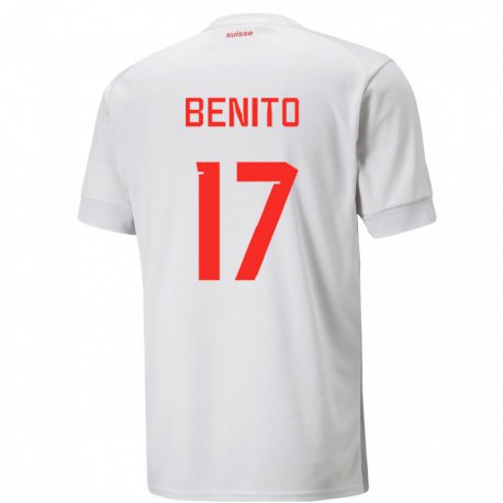 Kandiny Herren Schweizer Loris Benito #17 Weiß Auswärtstrikot Trikot 22-24 T-shirt