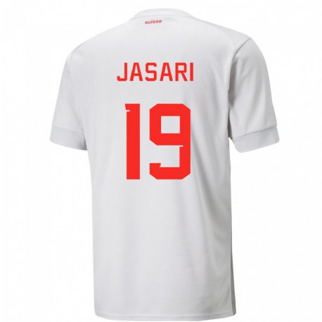 Kandiny Herren Schweizer Ardon Jasari #19 Weiß Auswärtstrikot Trikot 22-24 T-shirt