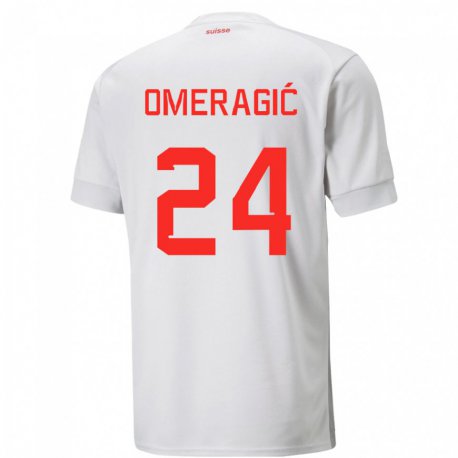 Kandiny Herren Schweizer Becir Omeragic #24 Weiß Auswärtstrikot Trikot 22-24 T-shirt