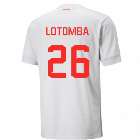 Kandiny Herren Schweizer Jordan Lotomba #26 Weiß Auswärtstrikot Trikot 22-24 T-shirt