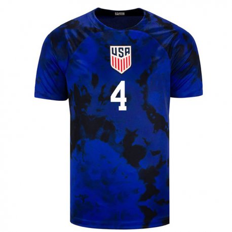 Kandiny Herren Us-amerikanische Tyler Adams #4 Königsblau Auswärtstrikot Trikot 22-24 T-shirt
