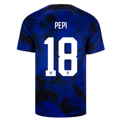 Kandiny Herren Us-amerikanische Ricardo Pepi #18 Königsblau Auswärtstrikot Trikot 22-24 T-shirt