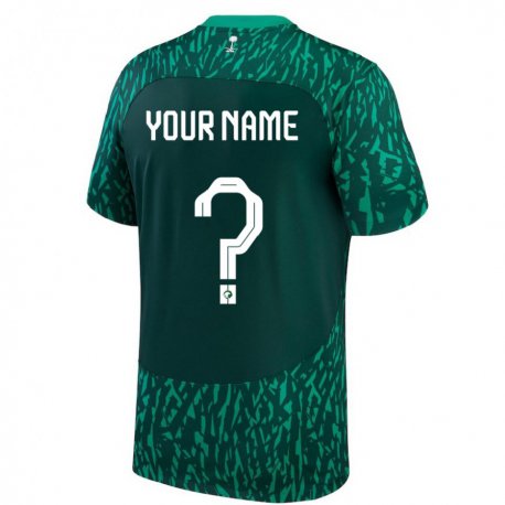 Kandiny Herren Saudi-arabische Ihren Namen #0 Dunkelgrün Auswärtstrikot Trikot 22-24 T-shirt