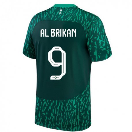 Kandiny Herren Saudi-arabische Feras Al Brikan #9 Dunkelgrün Auswärtstrikot Trikot 22-24 T-shirt