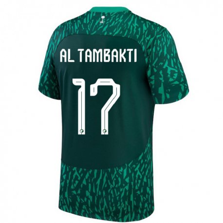 Kandiny Herren Saudi-arabische Hassan Al Tambakti #17 Dunkelgrün Auswärtstrikot Trikot 22-24 T-shirt
