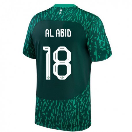 Kandiny Herren Saudi-arabische Nawaf Al Abid #18 Dunkelgrün Auswärtstrikot Trikot 22-24 T-shirt