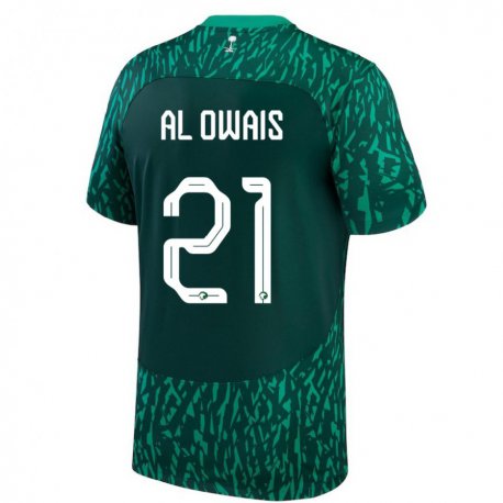 Kandiny Herren Saudi-arabische Mohammed Al Owais #21 Dunkelgrün Auswärtstrikot Trikot 22-24 T-shirt