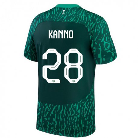 Kandiny Herren Saudi-arabische Mohamed Kanno #28 Dunkelgrün Auswärtstrikot Trikot 22-24 T-shirt